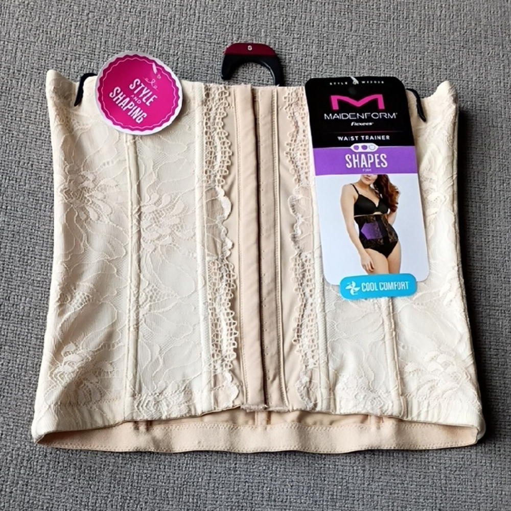 Maidenform Flexees Beige Lace Waist Trainer Shaper Corset